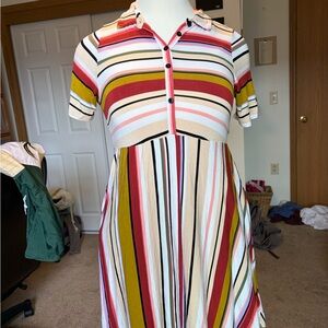torrid Multi-Stripe Short-Sleeve Midi Dress